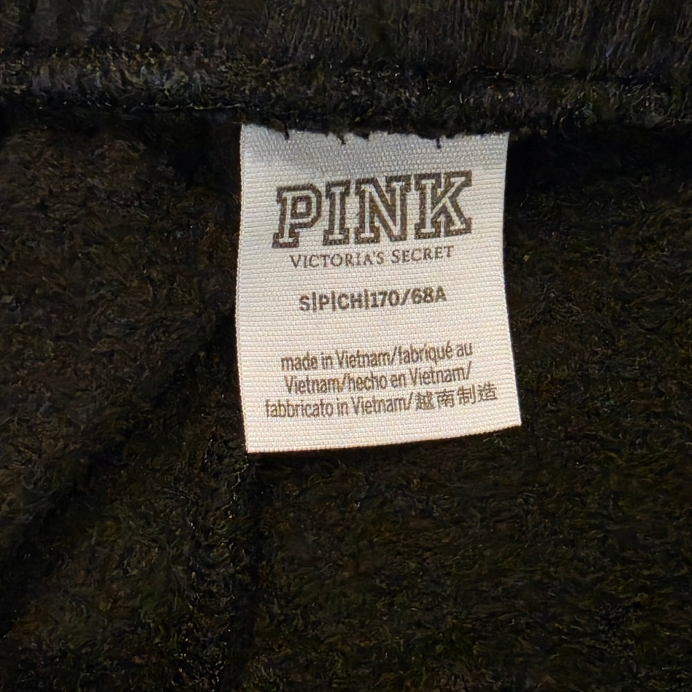PINK Victoria's Secret Black Jogger Sweatpants Small Tonal Crest Logo Pockets - Picture 4 of 6